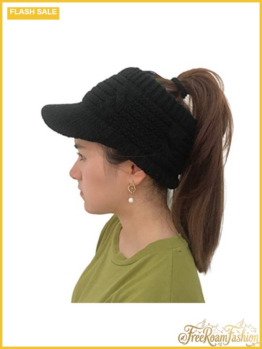 Messy Bun Ponytail Beanie Chunky Knit Winter Hat Warm Cap